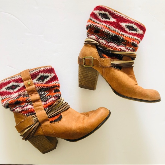 Leather & Knit Steve Madden Buckle Boots - Picture 1 of 13